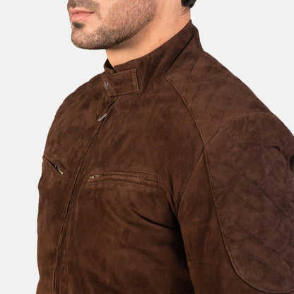 Premium black leather bomber jacket for men, offering timeless style, comfortable ribbed trims, and a practical arm utility pocket.