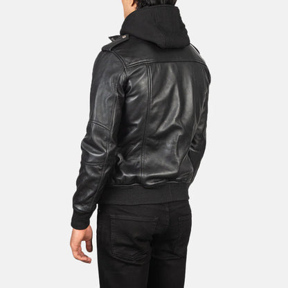 Bright cognac leather utility jacket with chest pockets and a full front zipper.