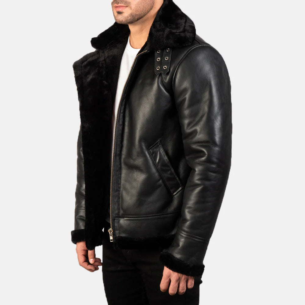 High-impact studded black leather jacket for men, perfect for a rock and roll or punk aesthetic with quilted detail.