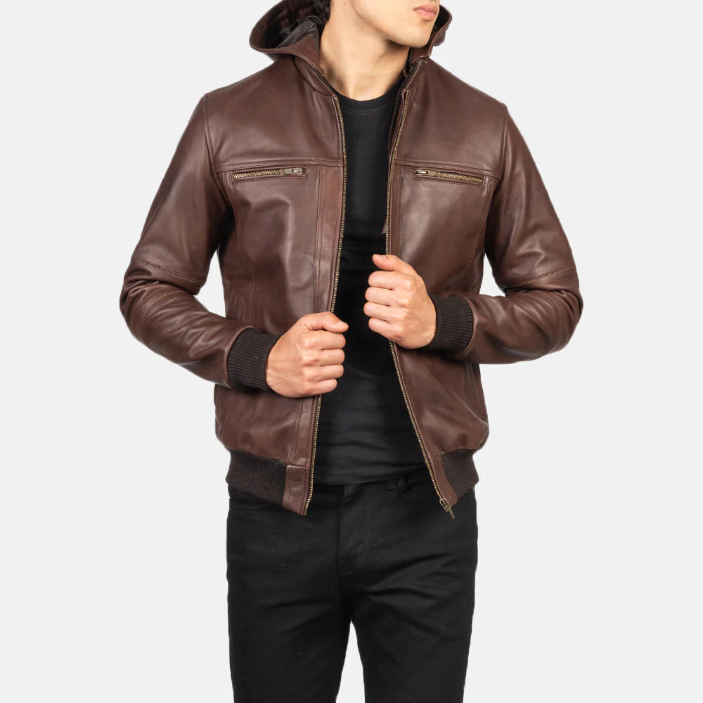 Luxurious brown suede jacket for men, offering soft texture, comfortable ribbed trim, and a unique casual button-front style.