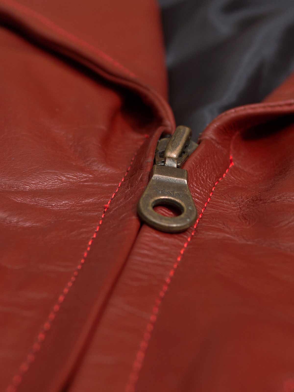 Women's Scarlet Red Leather Casual Jacket | Fold-Down Collar & Tailored Fit