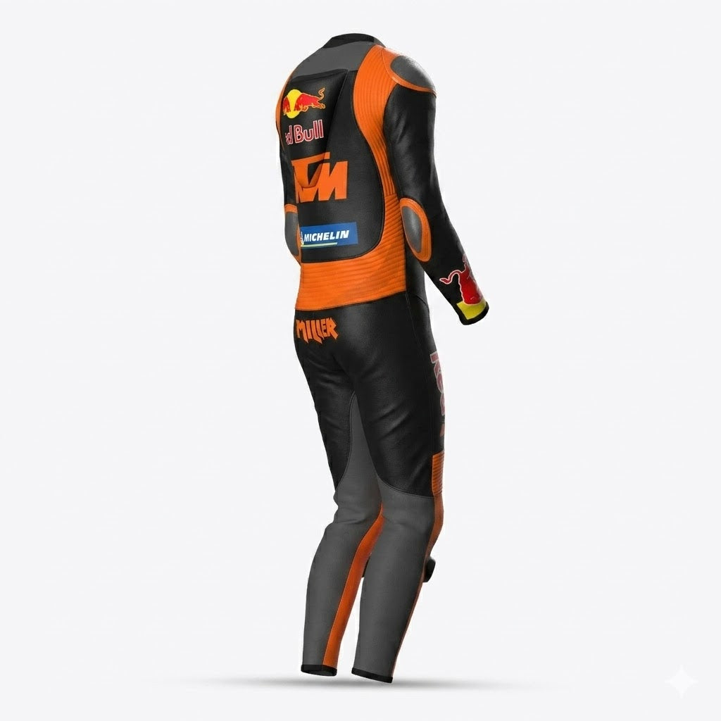 Black n Orang Jack Miller KTM Red Bull 2024 Racing Suit Back
