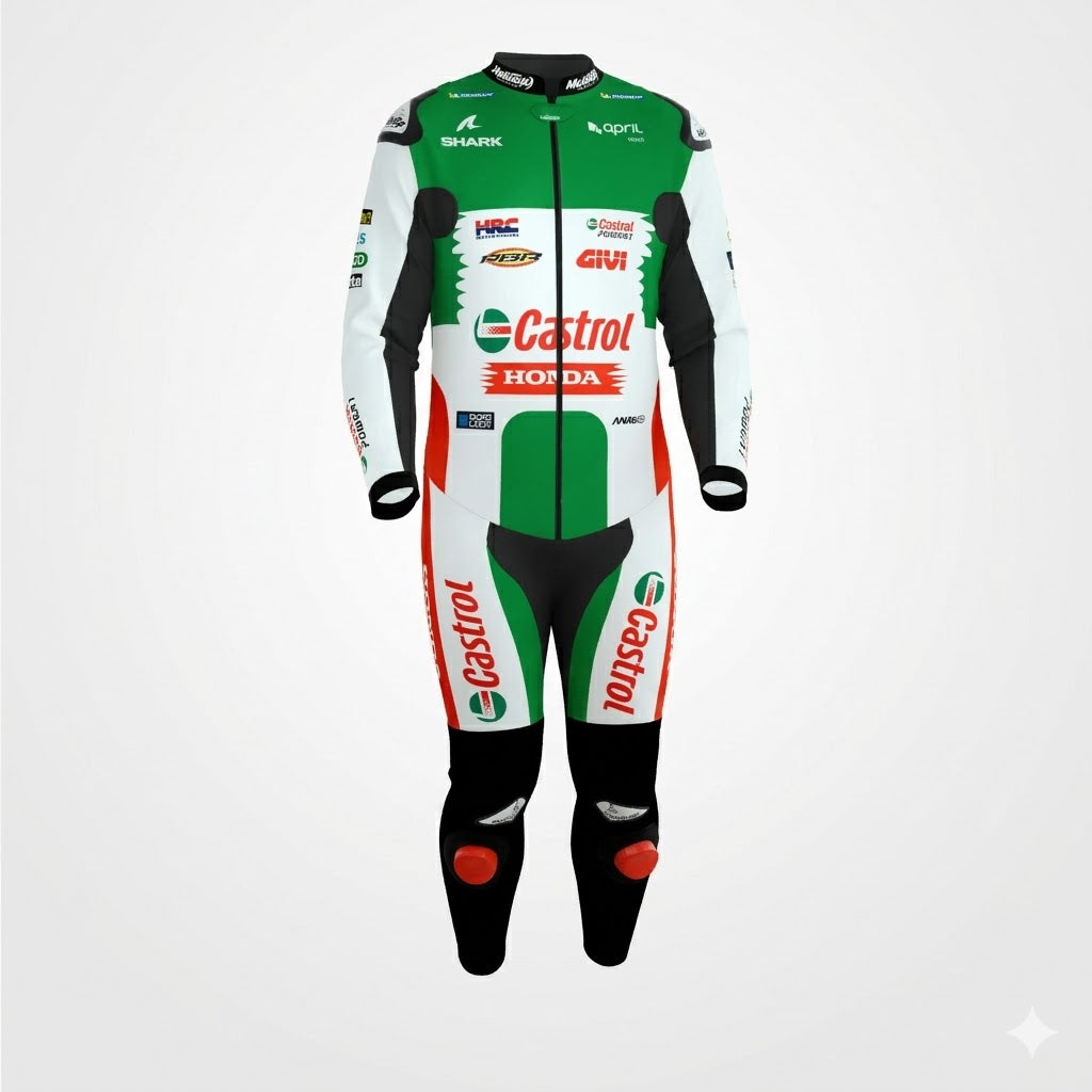 Johann Zarco Castrol Honda Motorcycle Leather Racing Suit Front