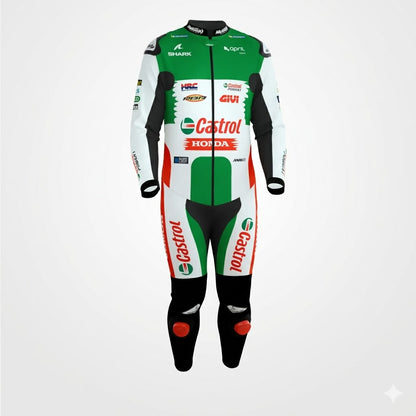 Johann Zarco Castrol Honda Motorcycle Leather Racing Suit Front