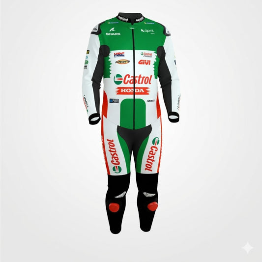 Johann Zarco Castrol Honda Motorcycle Leather Racing Suit Front