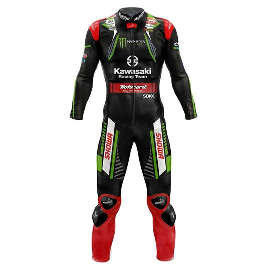 Kawasaki Leon Haslam 2019 Cowhide Leather Motorcycle Suit Front