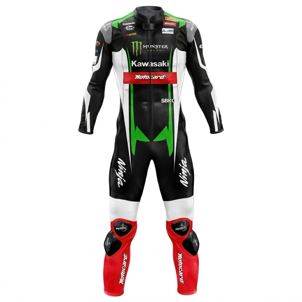 Kawasaki Tom Sykes 2017 Genuine leather Biker Suit Front
