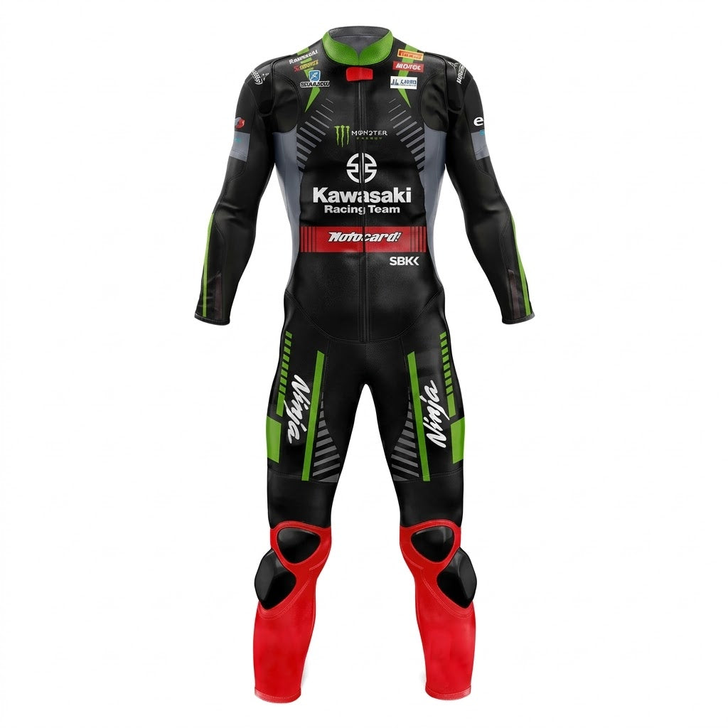 Kawasaki Tom Sykes 2018 Genuine leather Motorcycle Suit Front