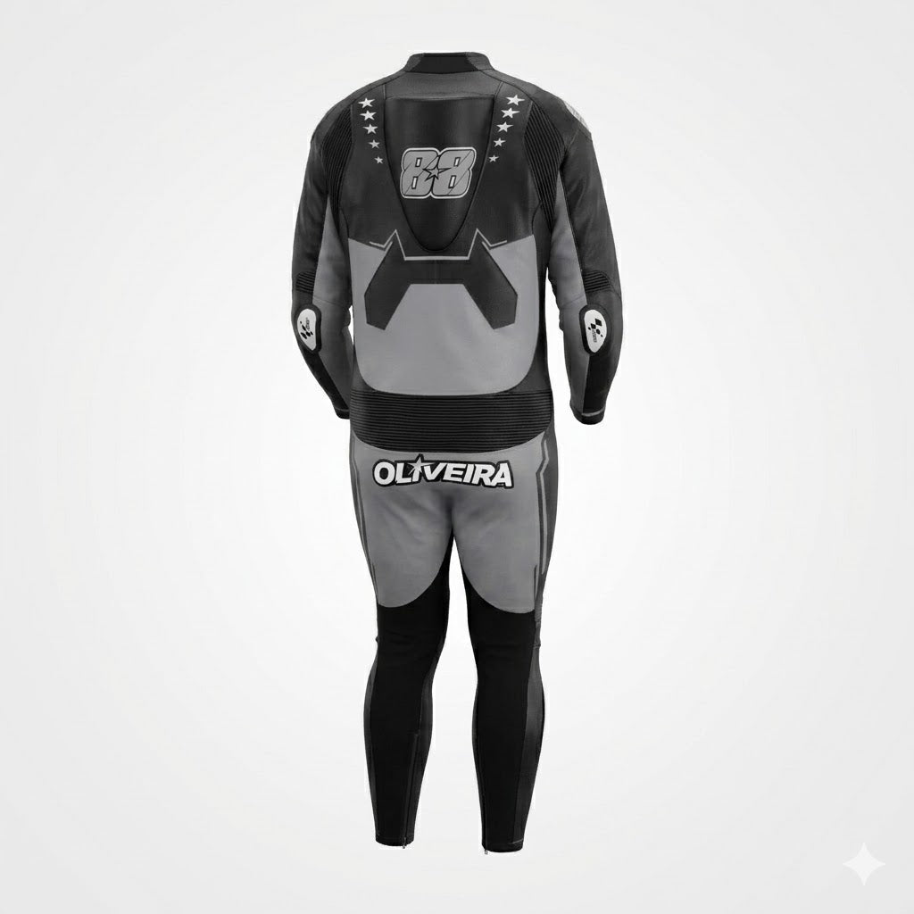 Miguel Oliveira Track Motorcycle Racing Black Leather Suit 2024 Back