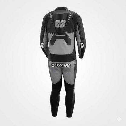 Miguel Oliveira Track Motorcycle Racing Black Leather Suit 2024 Back