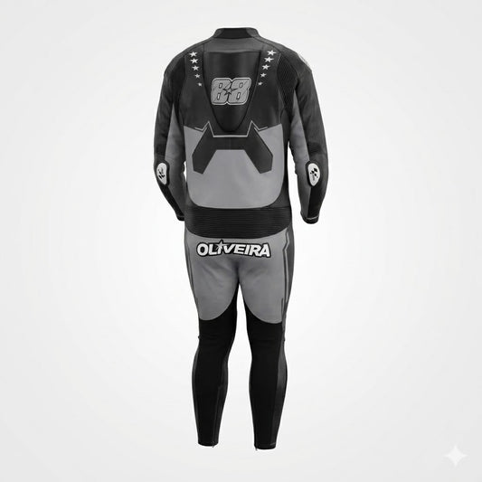 Miguel Oliveira Track Motorcycle Racing Black Leather Suit 2024 Back