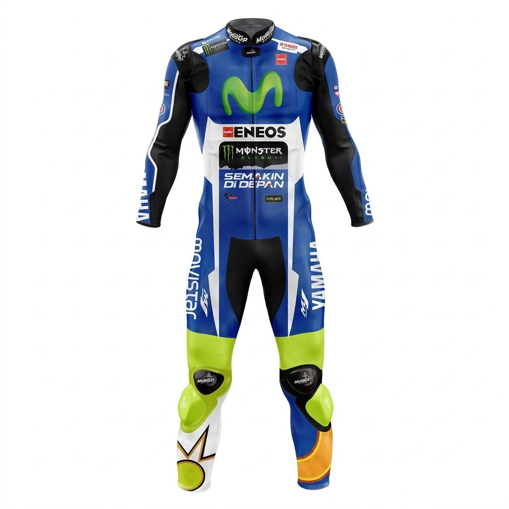 Moto GP Yamaha Valentino Rossi 2016 Real Leather Suit front