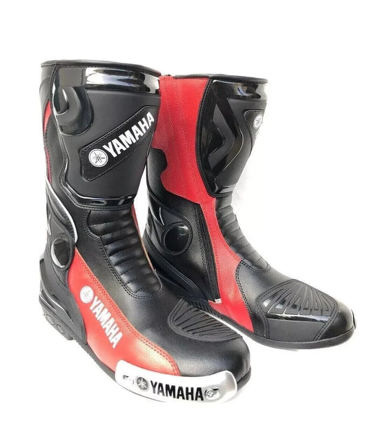 Yamaha factory racing leather motorcycle boots.