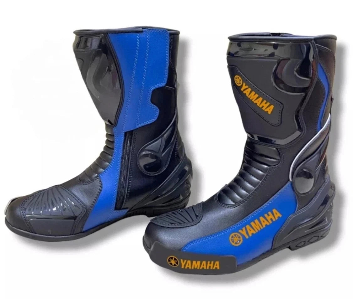 Yamaha gold and black leather motorcycle racing boots.