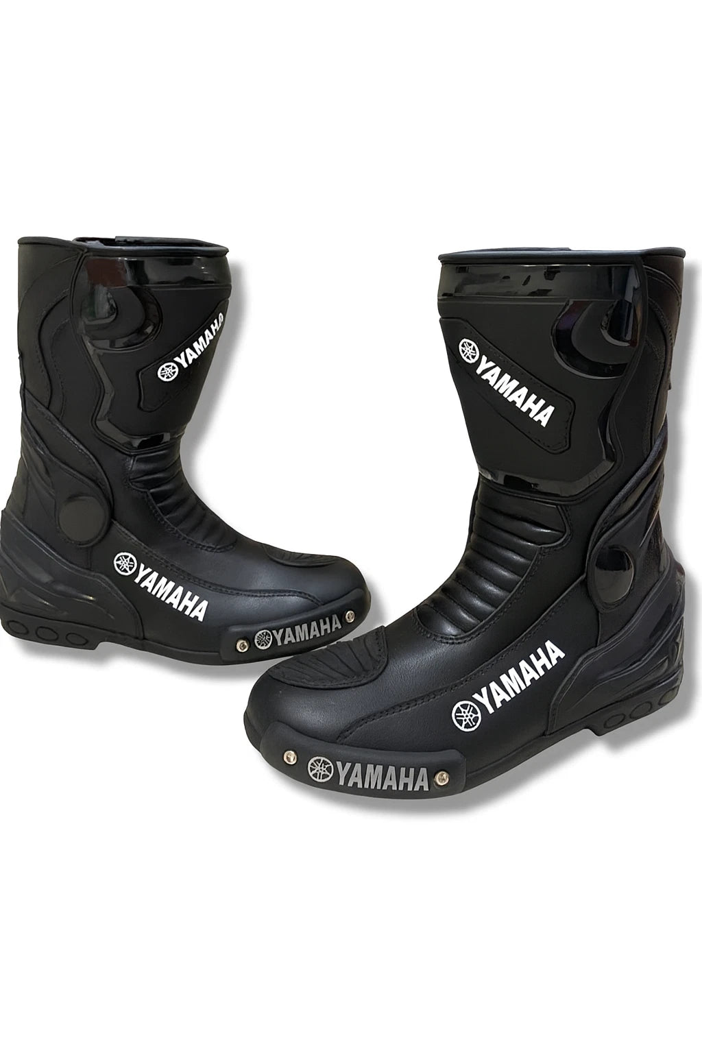Yamaha Phantom Black leather motorcycle racing boots.