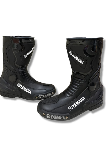 Yamaha Phantom Black leather motorcycle racing boots.