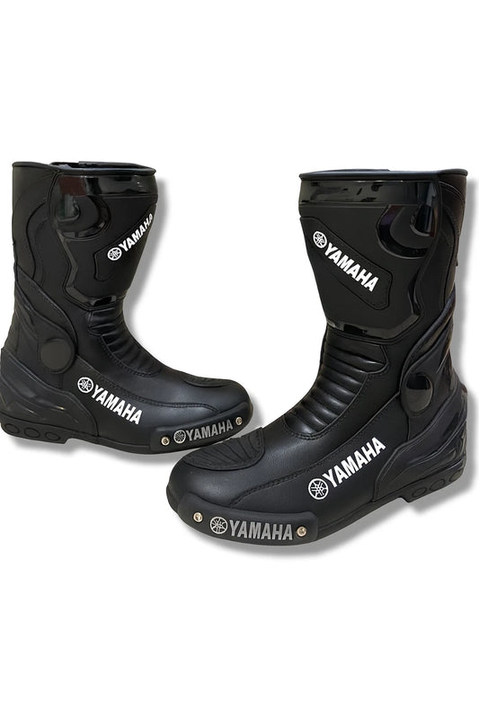 Yamaha Phantom Black leather motorcycle racing boots.