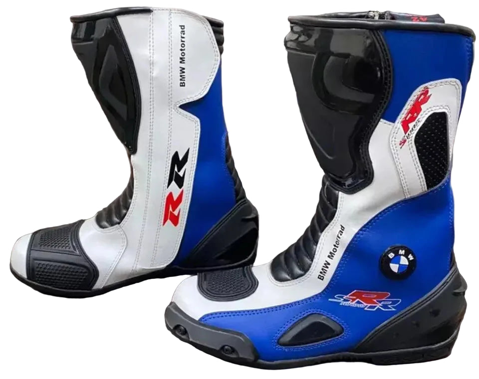 BMW Motorrad S1000RR leather motorcycle racing boots.